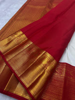 Load image into Gallery viewer, Classic White &amp; Chilly Red 2gm Zari Bridal Elegance Kanchipuram Handloom Silk Saree SS24478
