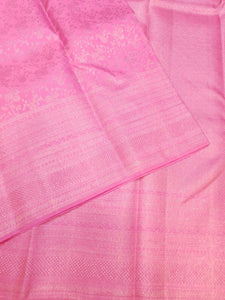 Classic Baby Pink 2gm Zari Turning Border Bridal Elegance Kanchipuram Handloom Silk Saree SS25681