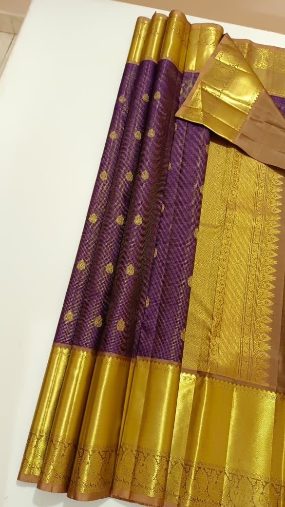 Classic Vadamalli Purple 2gm Zari Vaira Oosi Bridal Elegance Kanchipuram Handloom Silk Saree SS24462