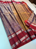 Load image into Gallery viewer, Classic Lavender &amp; Brick Red Elegance Kanchipuram Tissue Handloom Silk Saree SS25373
