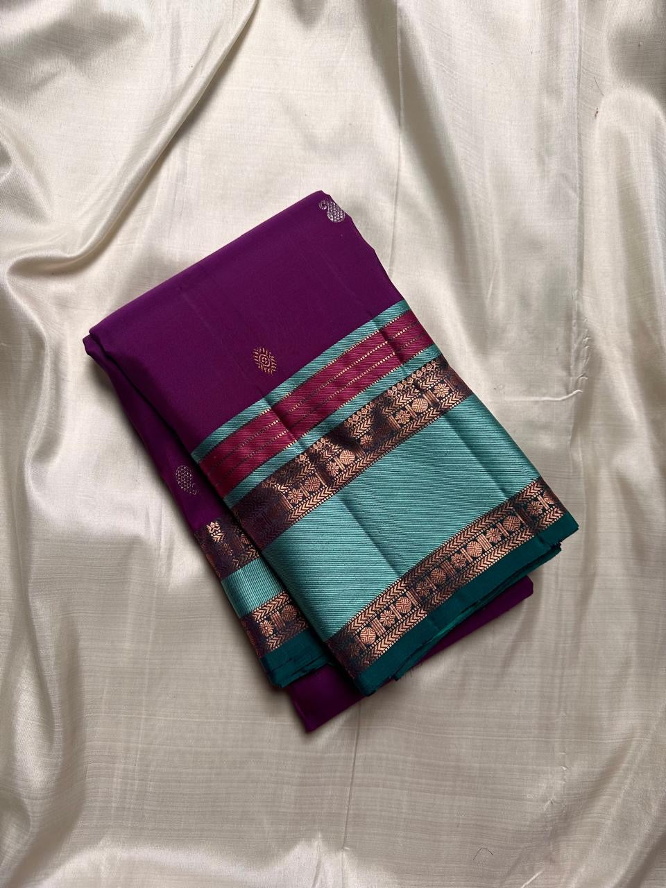 Classic Grape Purple & Timber Green 2gm Zari Elegance Kanjivaram Handloom Silk Saree SS22936