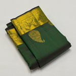 Load image into Gallery viewer, Classic Bottle Green &amp; Coffee Brown Elegance Kanchipuram Handloom Silk Saree SS27374
