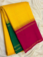 Load image into Gallery viewer, Classic Sunny Yellow &amp; Deep Red 2gm Zari Ganga Jamuna Pattu Oosi Elegance Kanchipuram Handloom Silk Saree SS28560
