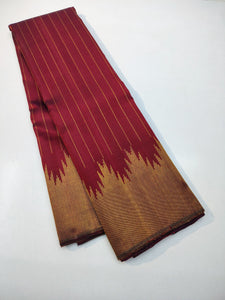 Classic Berry Red Temple Kanchipuram Handloom Silk Saree SS25947