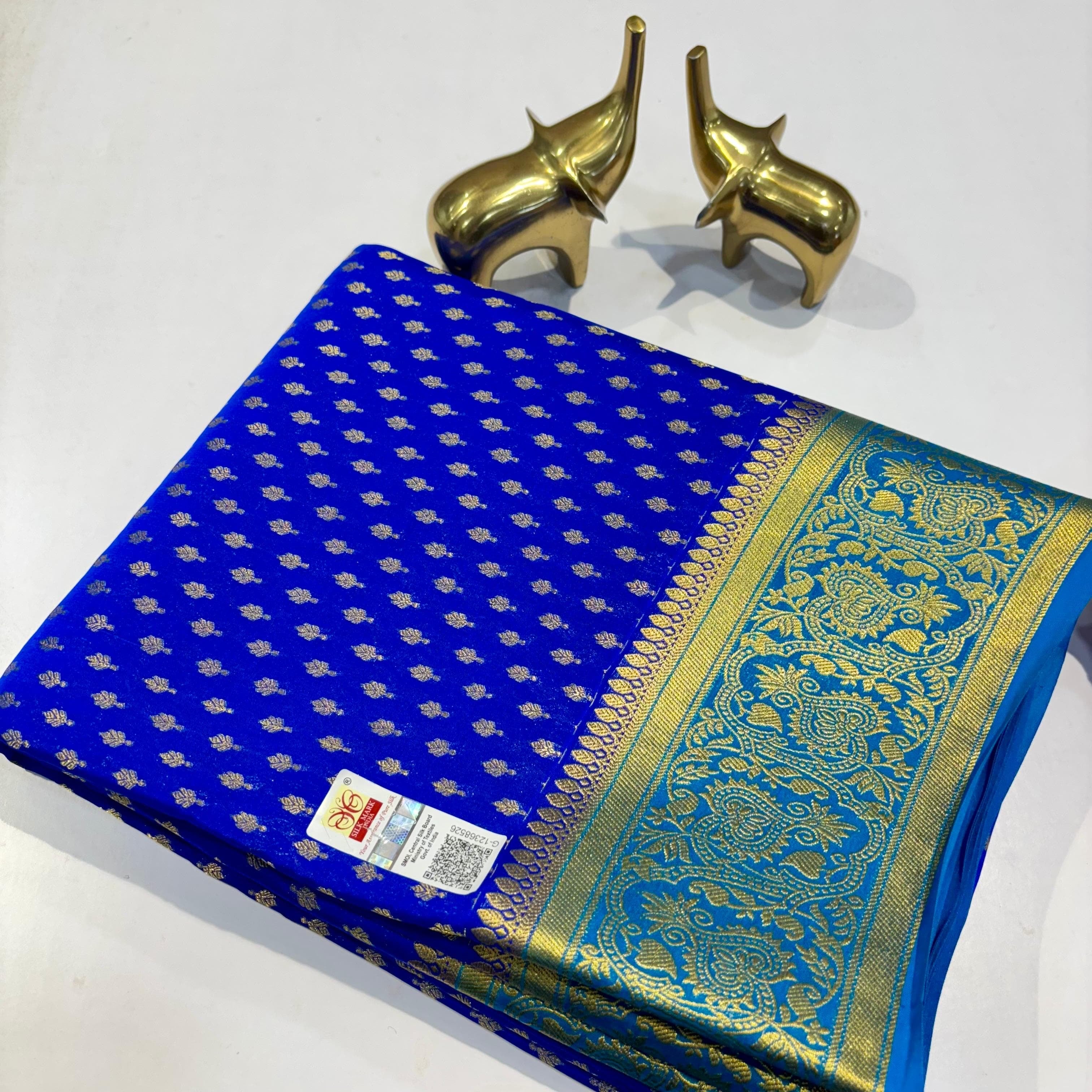 Classic Azure Blue & Midnight Blue Elegance Mysore Silk Saree SS24167