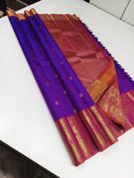 Load image into Gallery viewer, Classic Vadamalli Purple &amp; Orange Pink 2gm Zari Kanchipuram Handloom Silk Saree SS25964
