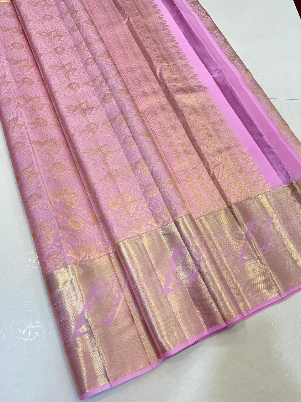 Pastel Lilac Elegance Kanchipuram Handloom Silk Saree SS24691