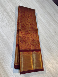 Classic Maroon 2gm Zari Brocade Bridal Elegance Kanchipuram Handloom Silk Saree SS25759