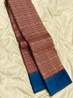 Load image into Gallery viewer, Classic Dark Plum &amp; Azure Blue 2gm Zari Elegance Kanchipuram Handloom Silk Saree SS24689
