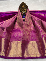 Load image into Gallery viewer, Classic Deep Magenta Pink 2gm Zari Bridal Elegance Kanchipuram Handloom Silk Saree SS28198
