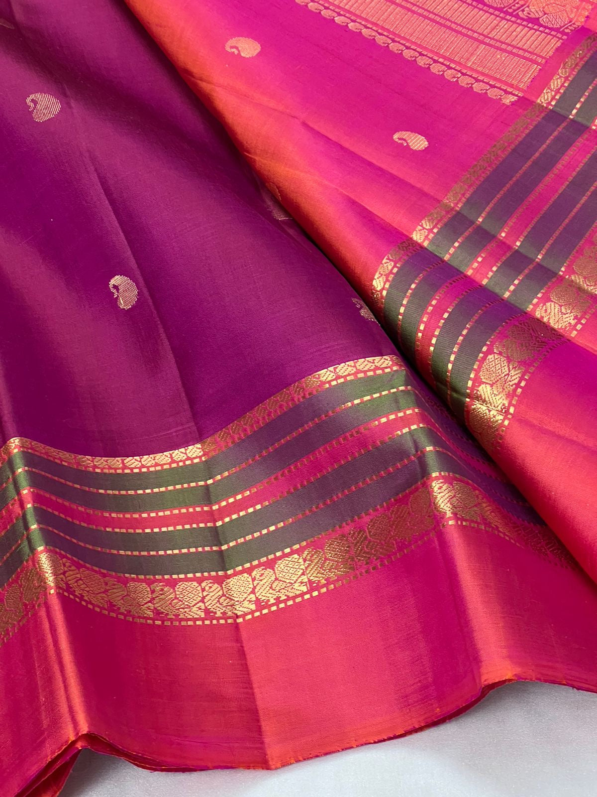 Classic Wine Red 2gm Zari Elegance Kanchipuram Handloom Silk Saree SS24220