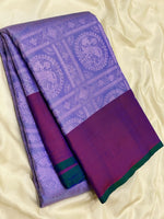 Load image into Gallery viewer, Classic Lavender &amp; Wine Plum 2gm Zari Elegance Kanchipuram Handloom Silk Saree SS24689
