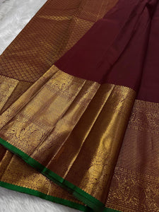 Classic Barn Red 2gm Zari Bridal Elegance Kanchipuram Handloom Silk Saree SS26272