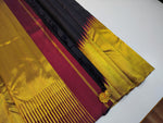 Load image into Gallery viewer, Classic Charcoal Black &amp; Gold Rising Border Kanchipuram Handloom Silk Saree SS25727
