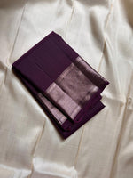 Load image into Gallery viewer, Classic Plum 2gm Zari Vaira Oosi Checks Elegance Kanchipuram Handloom Silk Saree SS25264
