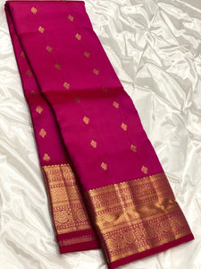 Classic Deep Pink 1gm Zari Elegance Kanchipuram Handloom Silk Saree SS23470