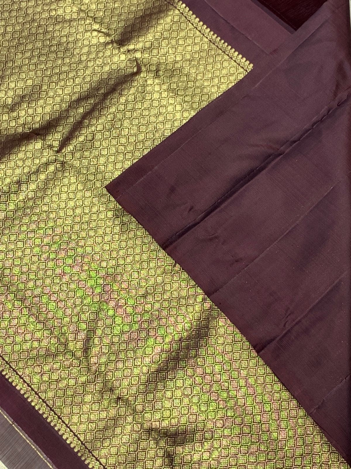 Classic Cream & Coffee Brown 2gm Zari Kanchipuram Handloom Silk Saree SS25851