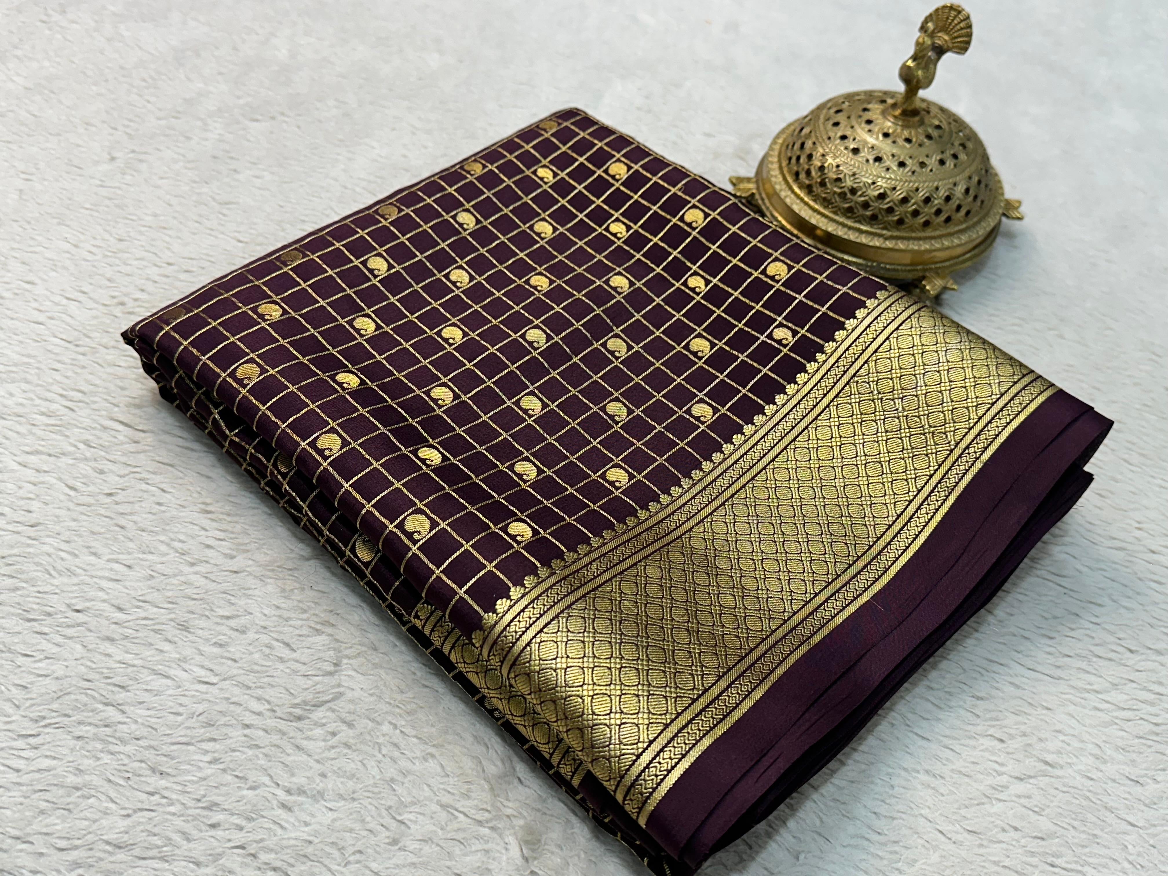 Classic Dark Plum Elegance Mysore Silk Saree SS24640