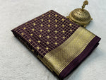 Load image into Gallery viewer, Classic Dark Plum Elegance Mysore Silk Saree SS24640
