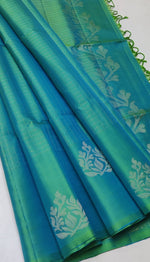 Load image into Gallery viewer, Classic Sea Green Double Warp Handloom Soft Silk Saree SS27873
