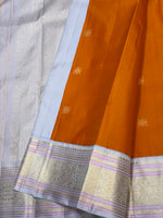Load image into Gallery viewer, Classic Burnt Orange &amp; Pastel Ice Blue 2gm Zara Elegance Kanchipuram Handloom Silk Saree SS28276

