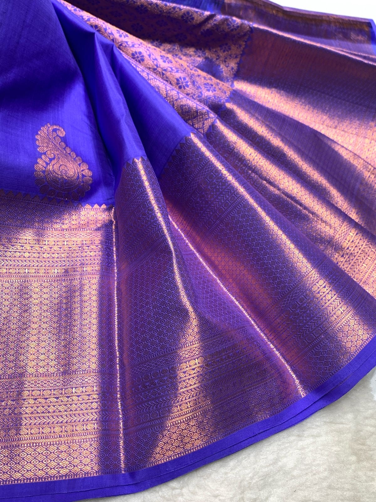 Classic Blue 2gm Zari Elegance Kanchipuram Handloom Silk Saree SS24394