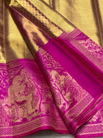 Load image into Gallery viewer, Classic Gold &amp; Glow Purple Elegance Kanchipuram Handloom Silk Saree SS25435
