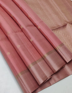 Classic Biscuit Rose Double Warp Elegance Handloom Soft Silk Saree SS23497