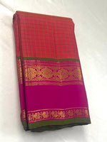 Load image into Gallery viewer, Classic Orange &amp; Fuchsia Pink 2gm Zari Elegance Kanchipuram Handloom Silk Saree SS27533
