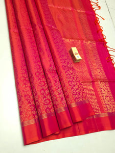 Classic Orange Rose Elegance Handloom Soft Silk Saree SS26314