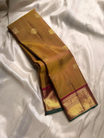 Load image into Gallery viewer, Classic Mustard &amp; Barn Red Elegance Kanchipuram Handloom Silk Saree SS24837
