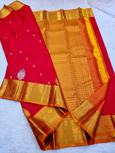 Classic Scarlet Red 1gm Zari Elegance Kanchipuram Handloom Silk Saree SS24723