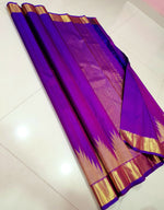 Load image into Gallery viewer, Classic Purple Fancy Silk Temple Border Kanchipuram Handloom Silk Saree SS25642
