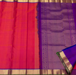 Classic Dark Rose & Purple 1gm Zari Elegance Kanchipuram Handloom Silk Saree SS24734