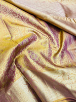 Load image into Gallery viewer, Classic Gold &amp; Pink Bridal Elegance Kanchipuram Handloom Silk Saree SS25997

