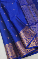 Load image into Gallery viewer, Classic Azure Blue Double Warp Elegance Handloom Soft Silk Saree SS28247
