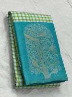 Load image into Gallery viewer, Classic Checker Green &amp; Blue 2gm Zari Elegance Kanchipuram Handloom Silk Saree SS25237
