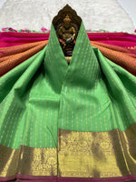 Load image into Gallery viewer, Classic Light Green &amp; Deep Pink 2gm Zari Bridal Elegance Kanchipuram Handloom Silk Saree SS25568
