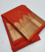 Load image into Gallery viewer, Classic Orange Elegance Handloom Soft Silk Saree SS24469
