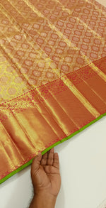 Load image into Gallery viewer, Classic Gold &amp; Red Elegance Kanchipuram Handloom Silk Saree SS24819
