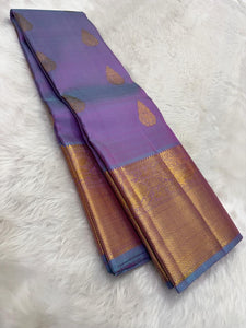 Classic Lavender Double Shaded 2gm Zari Bridal Elegance Kanchipuram Handloom Silk Saree SS23652