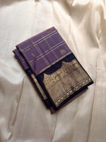 Load image into Gallery viewer, Classic Lavender &amp; Navy Blue Elegance Kanchipuram Handloom Silk Saree SS23674
