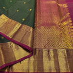 Load image into Gallery viewer, Classic Bottle Green &amp; Deep Pink Vaira Oosi Kattam 2gm Zari Kanchipuram Handloom Silk Saree SS25937
