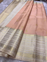 Load image into Gallery viewer, Classic Peach Tint &amp; Offwhite 2gm Zari Bridal Elegance Kanchipuram Handloom Silk Saree SS24768
