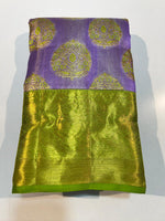 Load image into Gallery viewer, Classic Floral Lavender &amp; Green Elegance Kanchipuram Handloom Silk Saree SS27601
