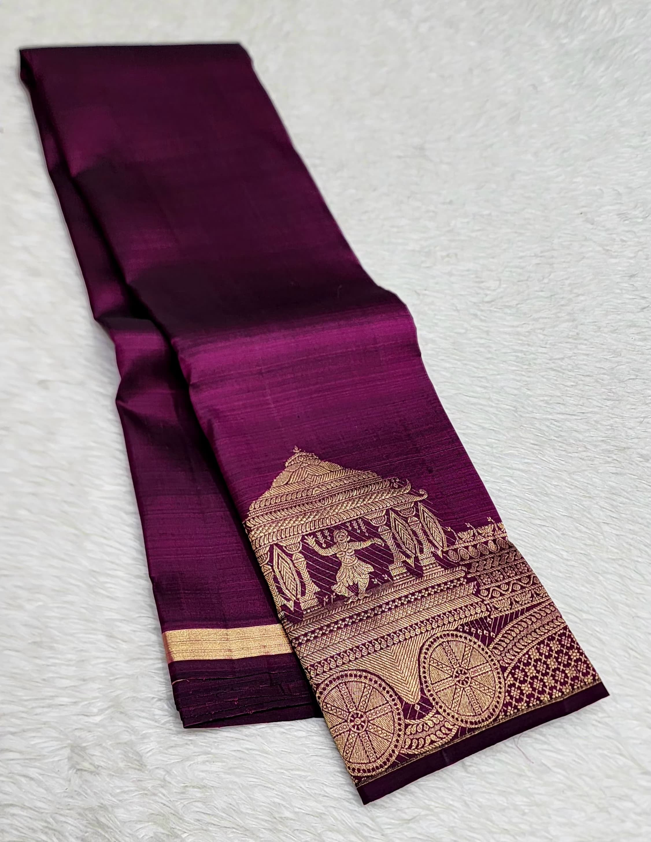 Classic Berry Wine 2gm Zari Bridal Elegance Kanchipuram Handloom Silk Saree SS24722