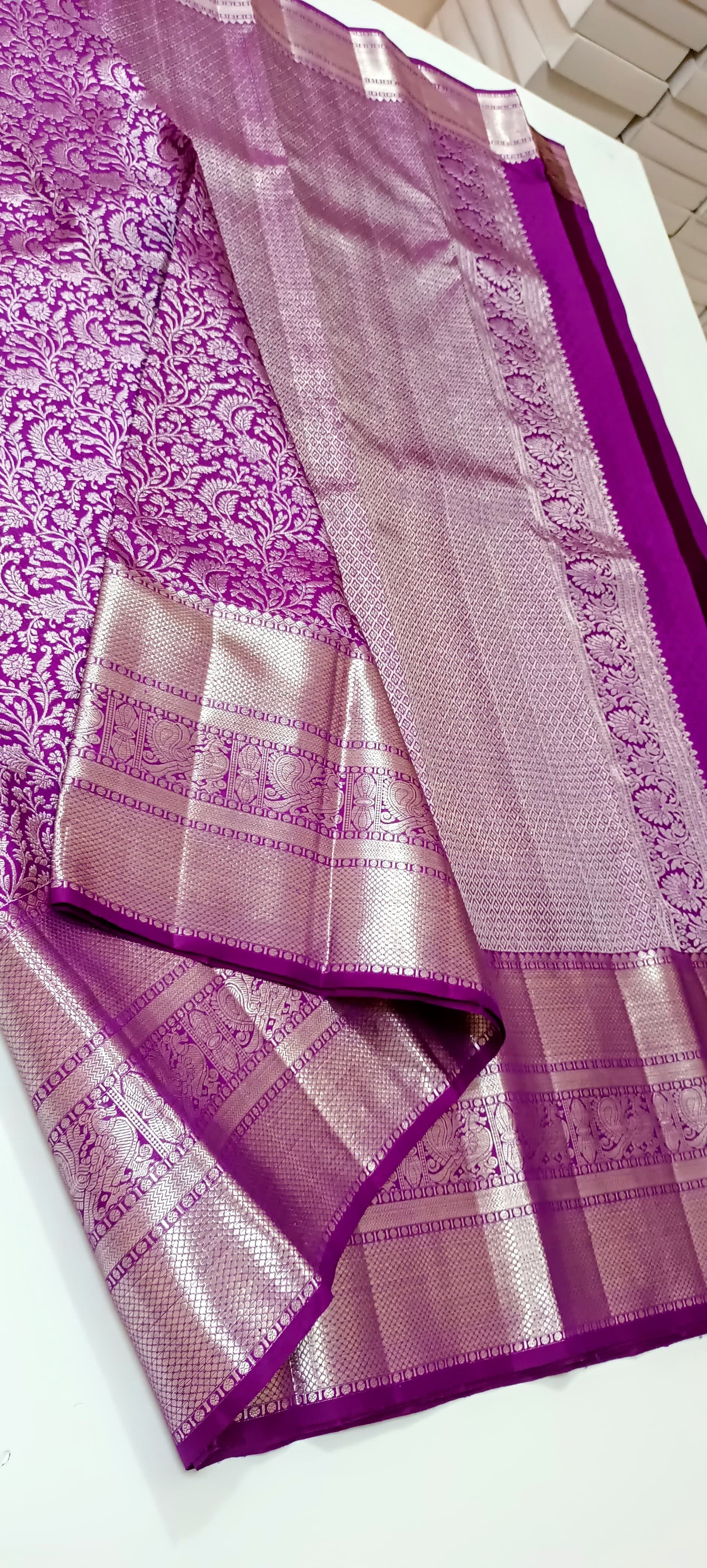 Classic Vadamalli & Silver Kanchipuram Handloom Silk Saree SS25938
