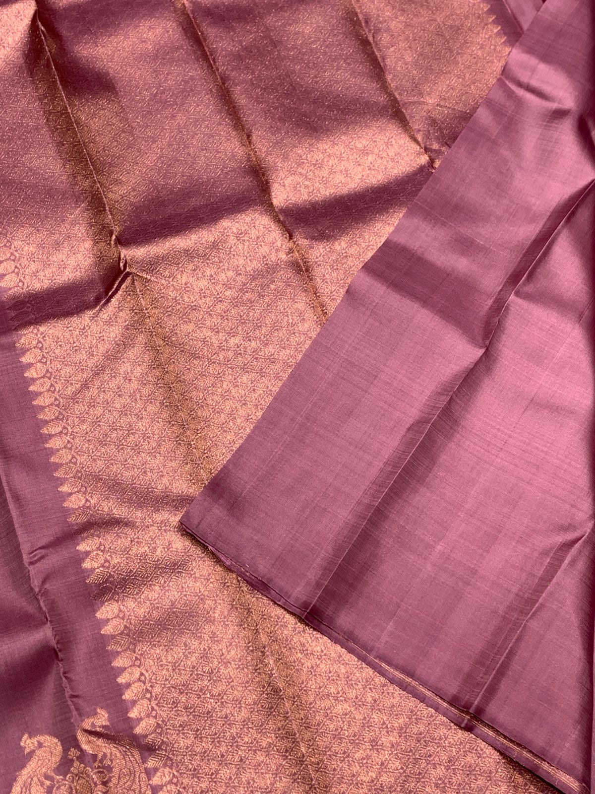Classic Mauve Cocoa 2gm Zari Elegance Kanchipuram Handloom Silk Saree SS25441