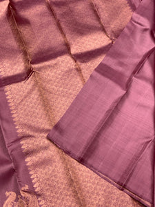 Classic Mauve Cocoa 2gm Zari Elegance Kanchipuram Handloom Silk Saree SS25441