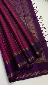 Classic Wine Red & Plum Elegance Handloom Soft Silk Saree SS24571